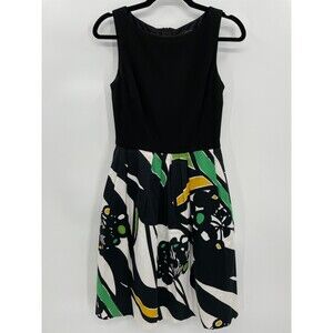 DAVID MEISTER Black Floral Sleeveless Fit & Flare Mini Dress Size 4